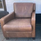 Strakke Leren Fauteuil In Nette Staat, Art Deco Stijl,75 Cm Hoog Achterkant thumbnail 17