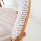 Vintage Houten Stoelen Licht Roze Ribstof Gerestaureerd thumbnail 8
