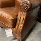 Stoere Industriële Chesterfield Tub / Club Fauteuil In Generfd Vintage Cognac Leder thumbnail 6