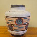 Vintage West Germany Vaas Vaasje Blauw Rood thumbnail 3