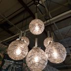 Vintage Kroonluchter 70s Chroom Met 7 Glazen Bollen thumbnail 3