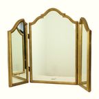 Vintage Drieluik Spiegel Bladgoud Verguld Hollywood Regency 86Cm thumbnail 16