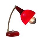 Vintage - Red Desklamp - Unknown Design - Brass Neck thumbnail 5