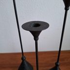 3 Hoge Vintage Kandelaars In Memphis Milano Stijl Gebruineerd Messing thumbnail 2