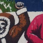 Groot Mid Century Pluche / Velvet Wandkleed Wolven Jacht thumbnail 4