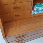 Vintage Deense Teakhouten Secretaire | Wandkast | Ladenkast thumbnail 6