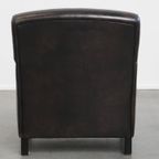 Stijlvolle En Comfortabele Zwart/ Grijze Design Fauteuil/ Armchair Gemaakt Van Schapenleer thumbnail 2