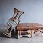 Pair Of Industrial Steel Leather Benches thumbnail 3