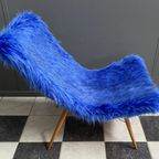 Iconic Miroslav Navratil Chair Blue Fluffy Fabric For Český Nábytek 1960S thumbnail 7