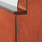 Luxe Art Deco Design Fauteuil Met Rode Stoffen Bekleding En Houten Details thumbnail 15
