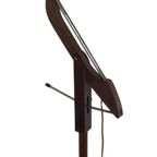 Vintage - Teak Wooden - Floor Lamp With Foldable Arm - Opaline Glass Shade - Denmark, Ca. 1950 thumbnail 7