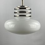 Mid-century White Glass And Chrome Pendant Lamp By Leclaire & Schäfer 1970 thumbnail 11