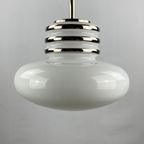 Mid-Century White Glass And Chrome Pendant Lamp By Leclaire & Schäfer 1970 thumbnail 11