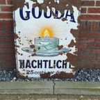 Antiek Emaille Bord Gouda Nachtlicht, 25 Cents Per Doosje. thumbnail 6