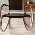 Vintage Italian Steel And Leather Rocking Chair Attributed To Fasem, 1970S thumbnail 7