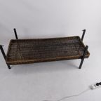 1970S Metal And Glass Coffee Table With Wicker Basket thumbnail 6