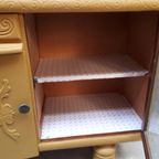 Mosterd Geel Vintage Kastje Dressoir Meubel Vitrine Kast thumbnail 4