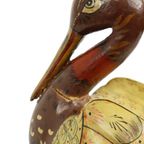 Massief Houten Tropische Vogel Beeld Sculptuur Handbeschilderd 42Cm thumbnail 9