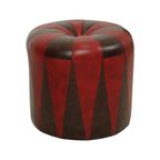 Ronde Vintage Poef Bruin Rood Tweekleurig Skai Sixties thumbnail 8