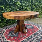 Vintage Brutalist Massief Eiken Houten Eettafel thumbnail 3