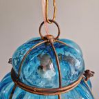 Grote Venetiaanse Hanglamp In Blauw Murano-Glas thumbnail 10