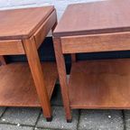 Set Van 2 Bijna Identieke Eiken Tafels Met Onderblad 61 Cm Hoog thumbnail 7