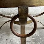 Brutalistic Round Slate Iron Coffee Table ,70S thumbnail 4