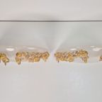2 Vintage Wandlamp Murano Glas Bowl Goud Hout Regency '70 thumbnail 10