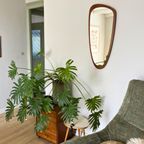 Vintage Midcentury Spiegel Ovaal Met Hoeken - Teak(fineer) thumbnail 3