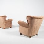 Swedish Modern Lounge Armchairs In Velvet Upholstery, 1950’S thumbnail 4