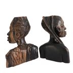 Vintage Afrikaanse Ebbenhouten Bustes, Man En Vrouw. thumbnail 2