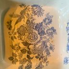 Antieke Engelse Aziatische Fazantenschaal Met Het Iconische Blauw-witte Patroon thumbnail 6