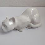 Vintage Keramiek Kat Poes Wit Beeldje Decoratie thumbnail 9