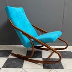 Ton / Thonet Arm Less Rocking Chair In Blue Velvet Upholstery thumbnail 7