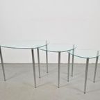 Set 3 Mid-Century Nesting Bijzettafels Glas Chrome Italy ´60 thumbnail 2