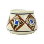Abstracte Belgische Art Deco Vaas Amc Wit Blauw Zwart Craquelé Aardewerk thumbnail 11