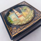Vintage Juwelen Doos.russische Juwelen Doos.handgeschilderd Gelakt thumbnail 10