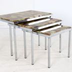 Hollywood Regency Set Van 3 Nesting Tables Vintage Epoxy thumbnail 2