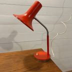 Vintage Metalen Bureaulamp Oranje - Hongarije 1960 thumbnail 2