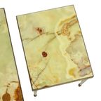 Set Van 3 Nesttafels Onyx Marmer Koperen Frame Jaren 50 Frankrijk thumbnail 12