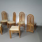 Blond Oak Postmodern Dining Chairs 1980S thumbnail 9