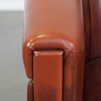 Strakke, Luxe, In Goede Staat Verkerende Oxblood Rode Rundleren Clubfauteuil thumbnail 12