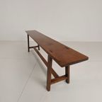 Paar Franse Rustieke Banken Uit De 19e Eeuw - Massief Eiken thumbnail 5