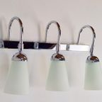 Wandlamp Vanity 3 X Glas Kap Vintag Chroom Italy Design ‘80 thumbnail 7