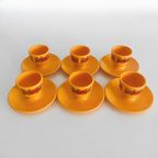 Set Retro Okergele Oranje Kunststof Eierdopjes D.b.p. 1970’s thumbnail 4