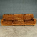Midcentury Modulaire Bank – Bruine Ribstof – Jaren 70 thumbnail 10