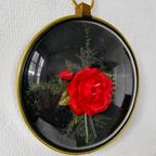 Vintage Lijstje Bol Glas Rode Roos 1970’s thumbnail 4