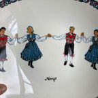 Vierkante Vintage Figgjo Flint Schaal / Serveerschaal, Hardanger Dancers Norge thumbnail 7