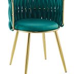 Fauteuil / Stoel Milla 100-In Set Van 2  Art Deco Stijl Velours / Velvet Groen Met Goud| Tweedekans thumbnail 3