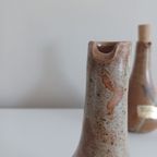 Set Van Twee Vintage Olie- En Azijnkruikjes, Handgemaakt. Keramiek. Mid-century. thumbnail 6